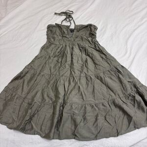 SHEIN Army Green Halter Tie Flowy Beach Small Women's Mini Sundress Formal Dress